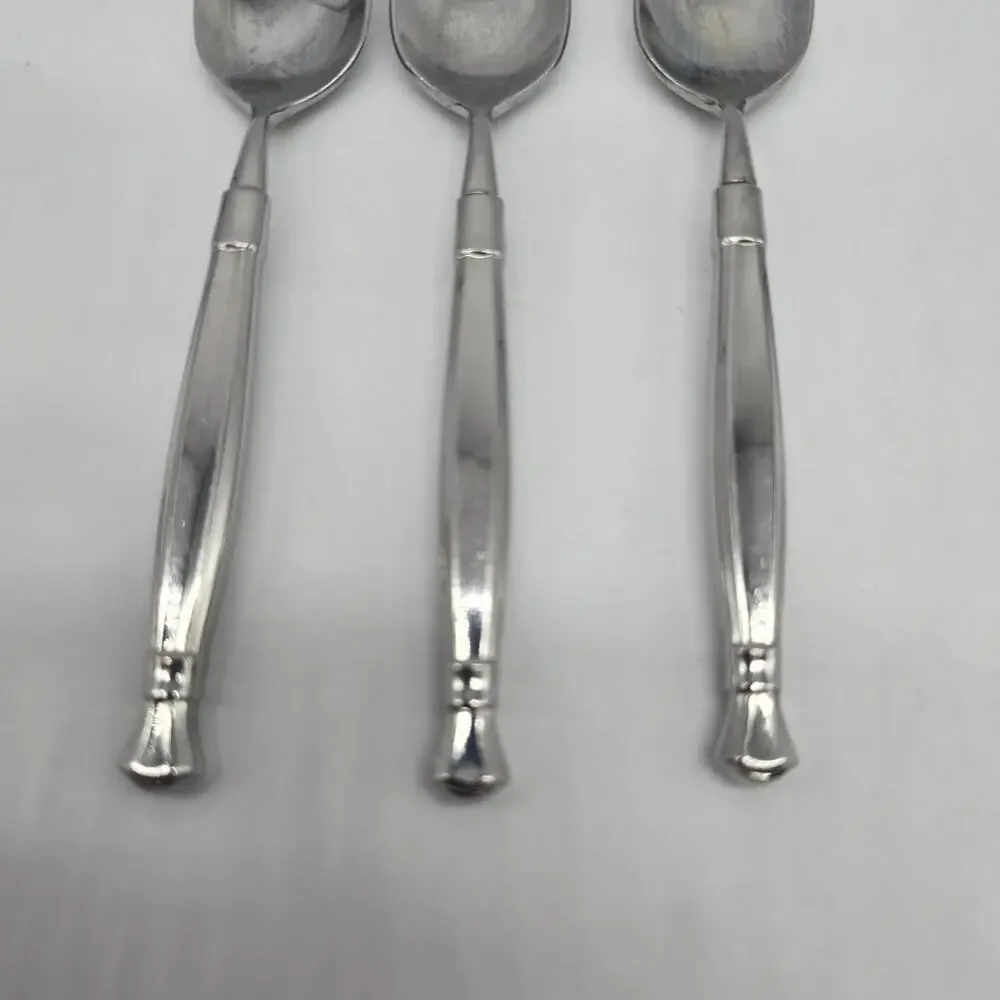 Oneida Act 1 Glossy Stainless Heirloom Cube Flatware 3 Teaspoons / Soup Spoons